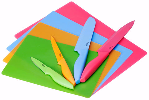 Ozeri Elite Chef 12 Piece Stainless Steel Knife & Cutting Mat Set, Multicolor