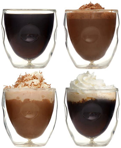 Ozeri Moderna Artisan Series Double Wall Beverage and Espresso Shot Glasses, 2-Ounce(60 ml) Set of 4  奧澤瑞 Moderna Artisan 系列雙層 60 ml 飲品及特濃咖啡小玻璃杯（一套四隻）