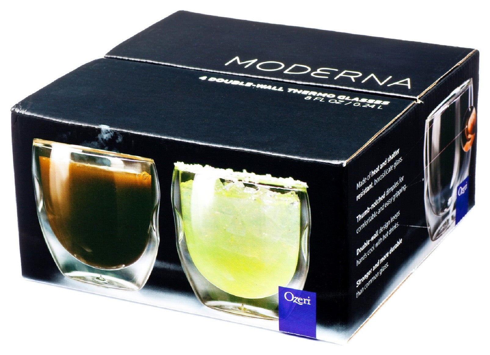 Ozeri Moderna Artisan Series Double Wall 8 oz. Beverage Glasses (Set of 8)