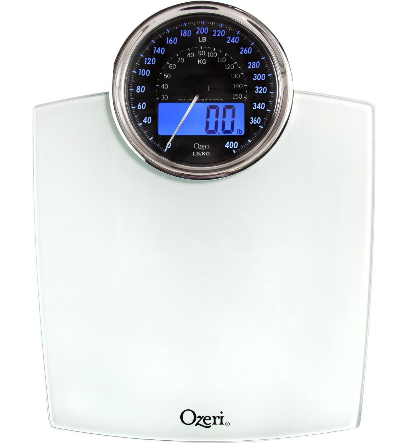 Ozeri Precision Digital Bath Scale 400 lbs Edition in Tempered Glass with Step-On Activation Black