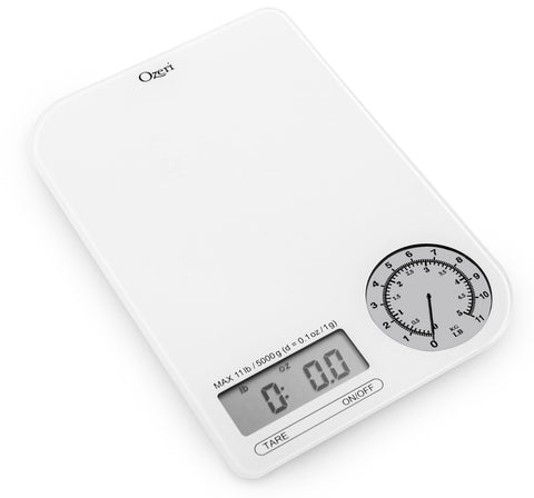 Ozeri Rev Digital Kitchen Scale with Electro-Mechanical Weight Dial, Gray Dial