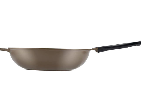 Green Earth Wok by Ozeri, with Smooth Ceramic Non-Stick Coating (100% PTFE and PFOA Free), Shitake Brown