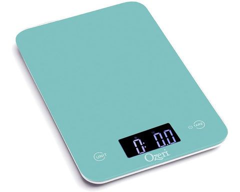 Ozeri Touch Professional Tempered Glass Digital Kitchen Scale, Teal Blue